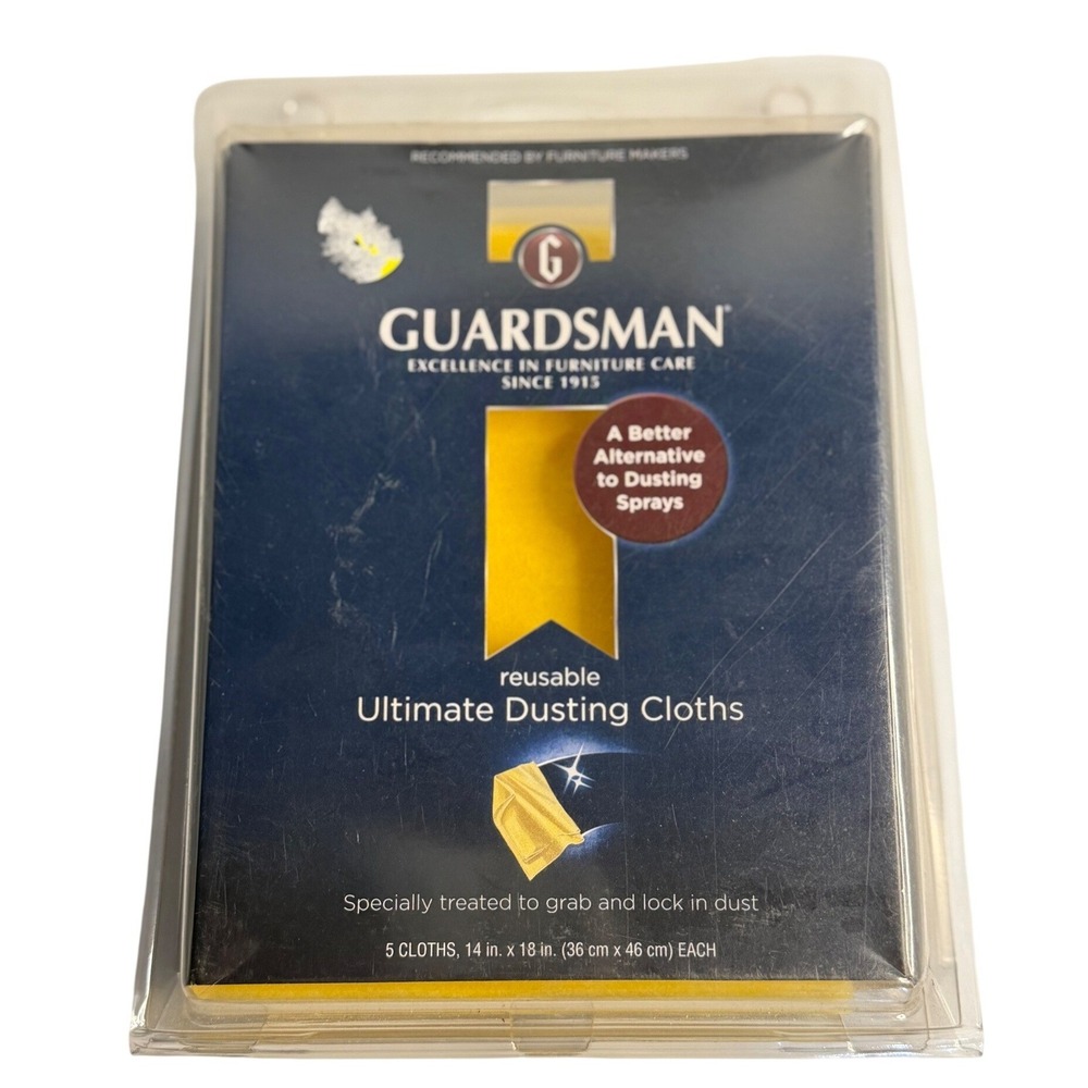 Guardsman Ultimate Dusting Cloths Yellow Reusable 5 Pack 14x18 Cotton Flannel